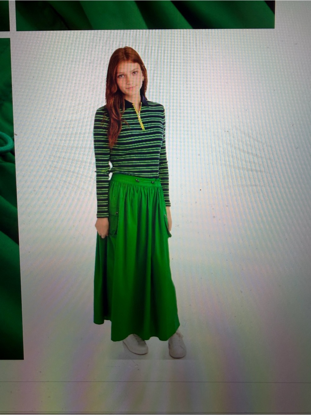 Runway Company Kelly Green Drawstring Maxi Skirt